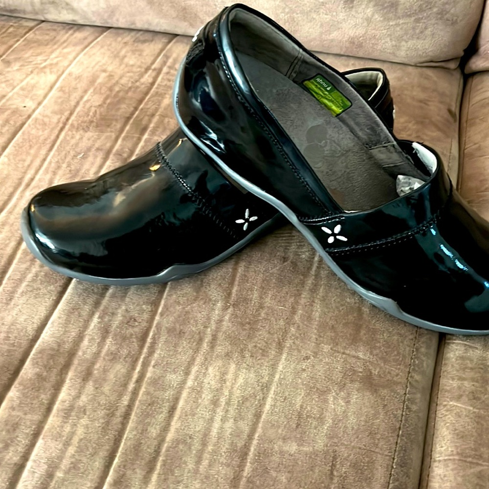 Ahnu slip resistant slide on work slippers